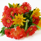 искусственные цветы букет ассорти (пион, георгина, гербера) цвета желтый с красным 20