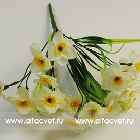 искусственные цветы нарциссы цвета белый с желтым 36