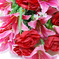 искусственные цветы роза-лилия цвета красный с розовым 42