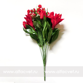 искусственные цветы тюльпаны-лилии цвета красный 4